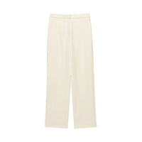 Women's Thin Scarf Turn-down Collar Coat High Waist Straight Pants