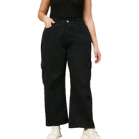 Plus-size Straight-leg Non-stretch Fashionable Pants For Women