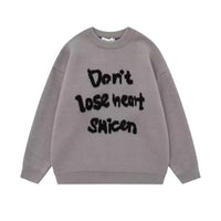 American Retro Design Letter Jacquard Round Neck Sweater For Men And Women