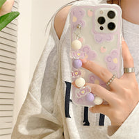 Purple Flower Wrist Strap Phone Case