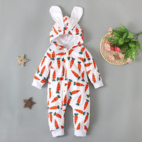 Children's Spring And Autumn Cartoon Rabbit Ears Long Sleeve Printed Jumpsuit