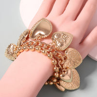 Double-layer Stacked Chain Heart Pendant Bracelet