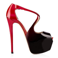 Peep Toe Color Matching Cross Strap High Heel Women's Shoes