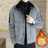 Coloured Embroidered Woolen Jacket With Fleece Thickened Coat