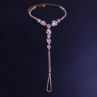 Diamond Studded Pearl Anklet In Drop Shape