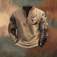Polo Buckle Sweater Men's 3D Printing Half Zipper