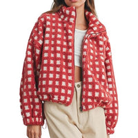 New Women Anti-blowing Lamb Wool Plaid Fashion Casual Loose Jacket