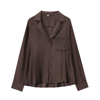 Solid Color Embroidered Pocket Shirt