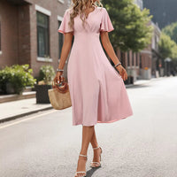 Short-sleeve V-neck French-style Elegant Dress