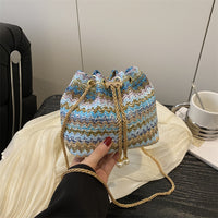 Beach Bag, Chain Bag, Women's Shoulder And Crossbody Bag, Diamond-embellished Bucket Bag