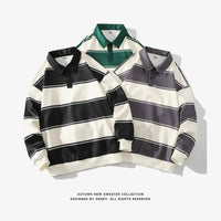 Men's Youth Fashion Contrast Color Casual Striped Sweater
