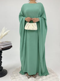 Womens Cinched-waist Batwing-sleeve Dress
