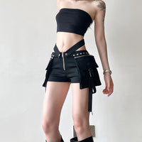 Design Pocket Stitching V-shaped Waist Of Trousers-head Hot Girl Ribbon INS Casual Shorts