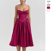 Womens Halter-Neck High-End Backless Midi Dress