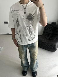 Fuzzy Printed 250g Heavy Short-sleeved T-shirt