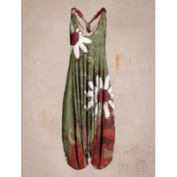 Printed Loose Large Size Haren Pants Beach Suspender Jumpsuit