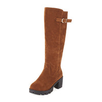 Womens Plus-Size Chunky Heel High-Top Boots For FallWinter