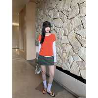 Summer Workwear Low Waist Skirt Women's Pocket Skirt