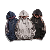 Contrast Colors False-two-piece Loose Hooded Sweater