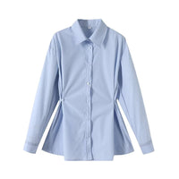 Loose And Simple Casual Waist Button Shirt