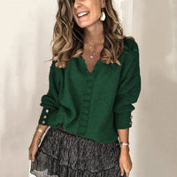 Womens Loose-fitting Long-sleeve Solid-color Sweater