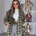 Plaid-striped Long-sleeve Womens Blouse In A Retro, Relaxed Fit