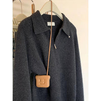 Lapel Small Sweater Outerwear Top Women