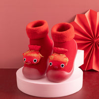 Red Cashmere Room Socks Thickened Warm Non-slip