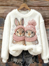Sweet Crew-neck Top With A Snowman Design