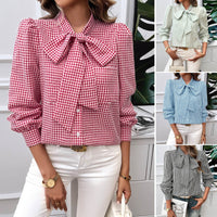 Top Women's Contrast Color Long Sleeves Shirt