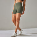 Women's Solid Color Double-sided Brocade Brushed Fitness High Waist Shorts