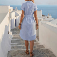Striped Shirt French-Style Effortless Holiday Chic Casual Dress