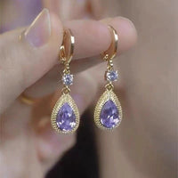 New Elegant Exquisite Gold French Ear Cuffs Versatile Diamond-Shaped Sparkling Earrings