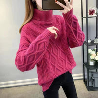 Women's Two-lapel Korean Style Lazy Style Solid Color Thick Twist Sweater