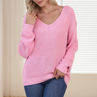 Threaded Long Sleeve Sweater Slim Fit Pullover Simple Style