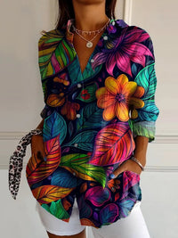 Women's Drop-shoulder Sleeve 3D Digital Printing Long-sleeved Shirt