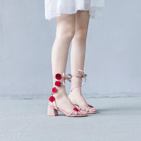 Middle Leather Thick Heel Strap Girls High Heels