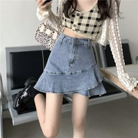 American-style Vintage Distressed High-waisted Jeans