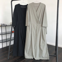 New Style V-neck Jumpsuit High Waist Wide-leg Tie Wide Loose Thin Casual Trousers Women