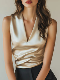 V-neck Casual Sleeveless Slim-fit Shirt