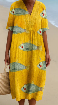 Printed Long-sleeve Dress For Women