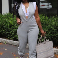 Fake Two-piece Sleeveless Long Ankle Banded Jumpsuit