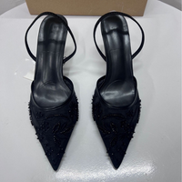Spring New Product  Women's Rear Strap Embroidered Mesh High Heels