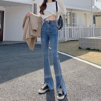Split Micro Flared Jeans High Waist Slimming Women's Wide-leg Pants