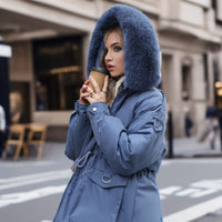 Women's Clothing Fleece-lined Thick Parka Short Slim Fit