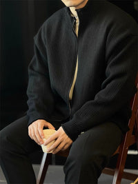 Men's Stand-Up Collar Knitted Cardigan Jacket Vintage Sweater