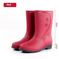 Women's Rain Boots Fleece-lined Fashion Mid-calf Waterproof