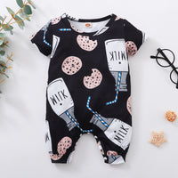 European And American Milk Bottle Printed Short-sleeved One-piece Romper