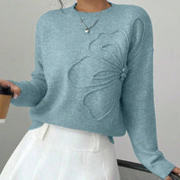Fashionable All-match Casual Flower Round Neck Sweater Women's Sweater