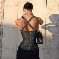 Wind Lace Sexy Corset Bustier Top All-Match Slim-Fit Tank Top For Women